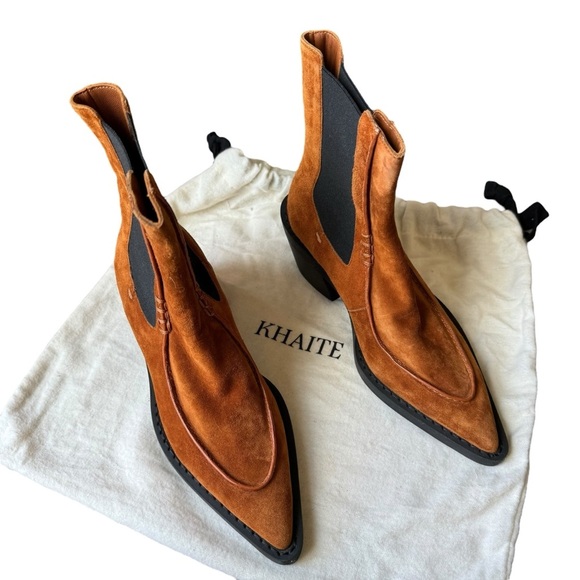 KHAITE- Charleston Suede Chelsea Booties Sz 7 - Picture 2 of 13
